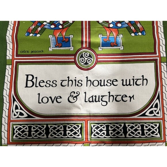 Celtic Irish Tea Towel Wall Hanging ” Bless This House With Love And Laughter” - Picture 4 of 7